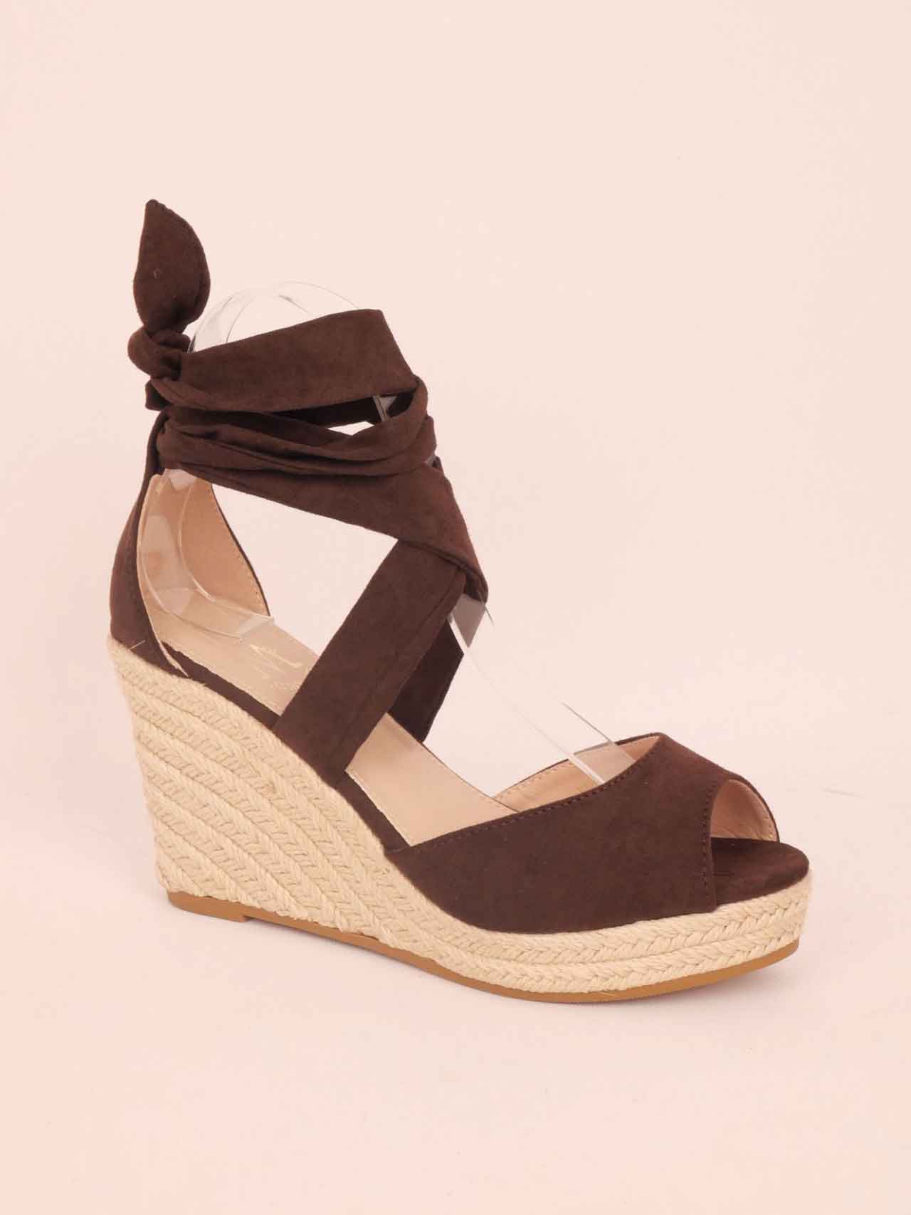 Malucca - Espadrillos med hæl og bindebånd